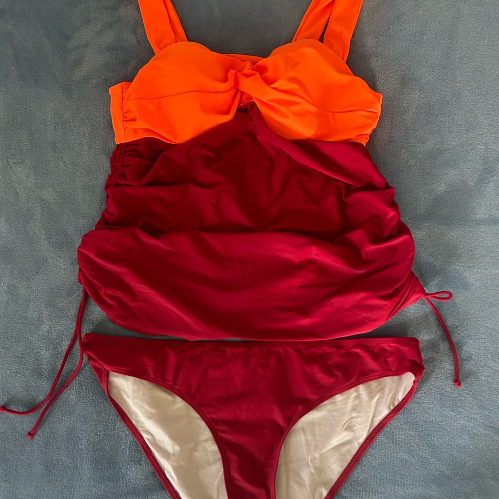 Vibrant Orange and Red Bikini with Adjustable Straps